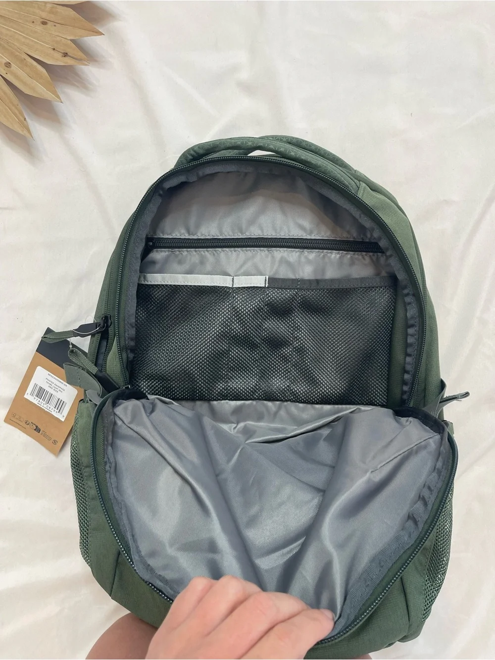 The North Face Pivoter Thyme Light Heather Olive Green Backpack School Work Bag